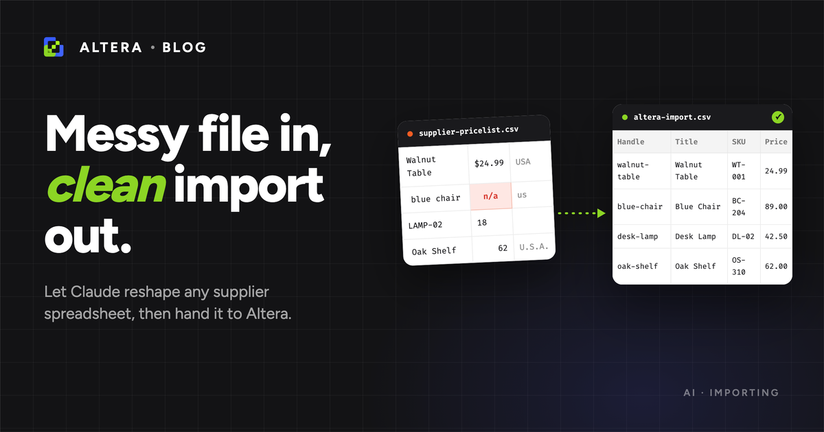 Turn a Messy Supplier Spreadsheet into a Clean Shopify Import with Claude